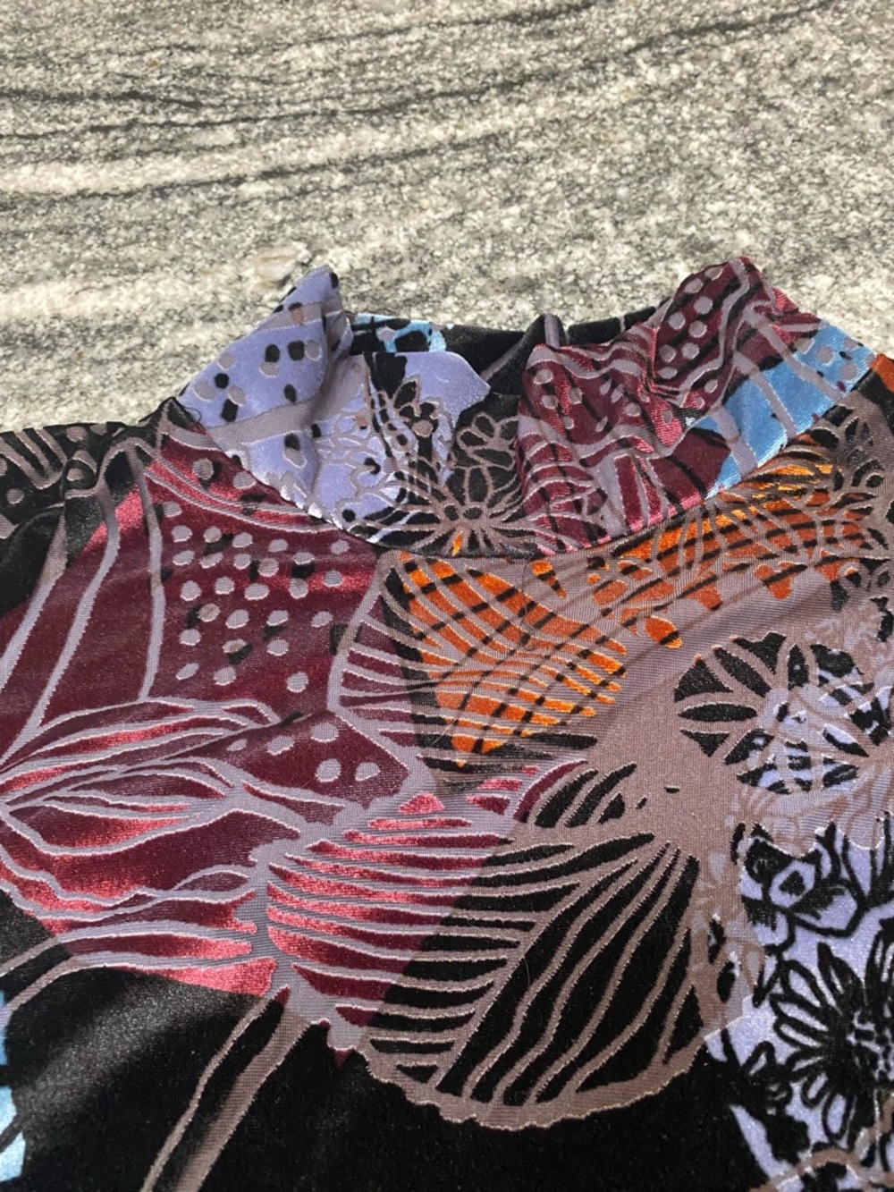 Velvet Floral Open-Back Mini Dress in Black Blue And orange - Picture 13 of 15